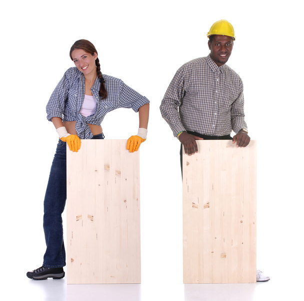 Carpenter and woman carpenter - Foto, afbeelding