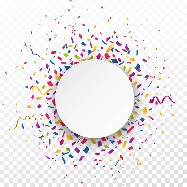 Colorida ilustración vectorial del fondo de la tarjeta de cumpleaños. Marco hecho de confeti colorido sobre fondo blanco
 - Vector, imagen