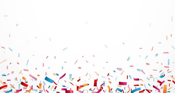 Барвиста векторна ілюстрація фону листівки на день народження. Рамка з різнокольорового конфетті на білому тлі
 - Вектор, зображення
