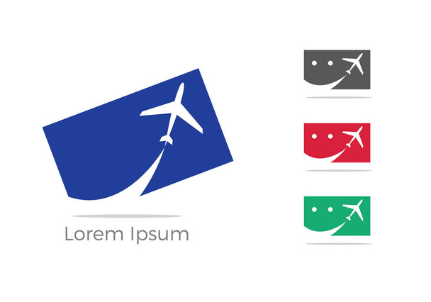 Diseño del logotipo de viaje, bolsa de vacaciones y avión icono, viaje de negocios, turismo, avión vector ilustración
. - Vector, imagen