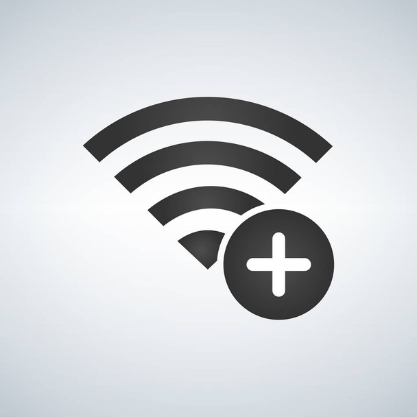 Wifi connection signal icon with add or plus in the circle. vector illustration isolated on modern background. - Vector, Image