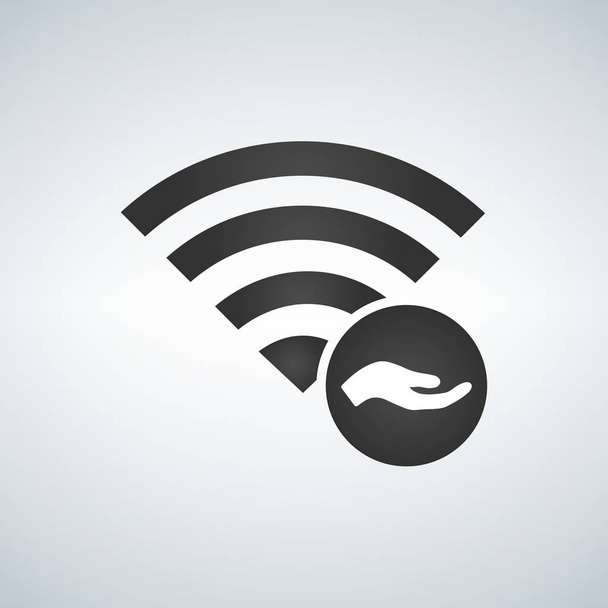 Wifi connection signal icon with hand share icon in the circle. vector illustration isolated on modern background. - Vector, Image