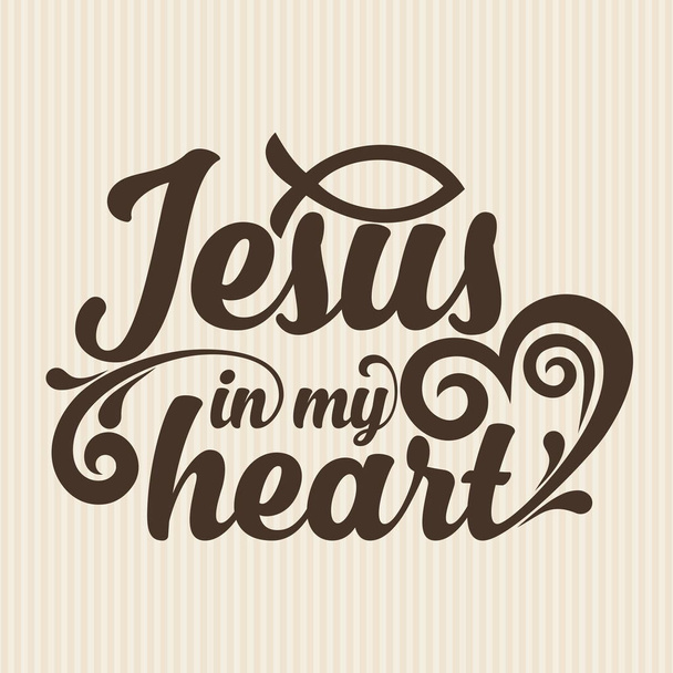 Christian print. Jesus is my heart - Vektör, Görsel