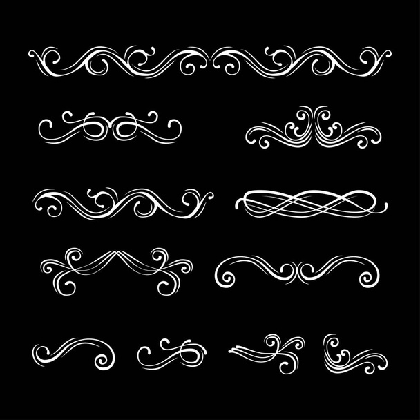 Swirly filigree dividers. Floral lines filigree design elements. Vector. Scroll decorative elements. - Vector, Image