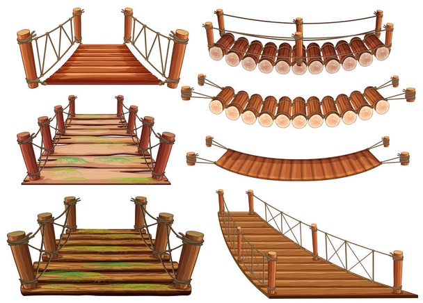 Дерев'яні мости в різних конструкціях
 - Вектор, зображення