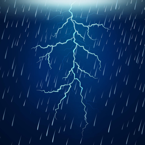 Silný déšť a bouřky v noci - Vektor, obrázek