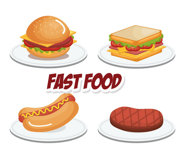 Symbole für Fast-Food-Produkte - Vektor, Bild