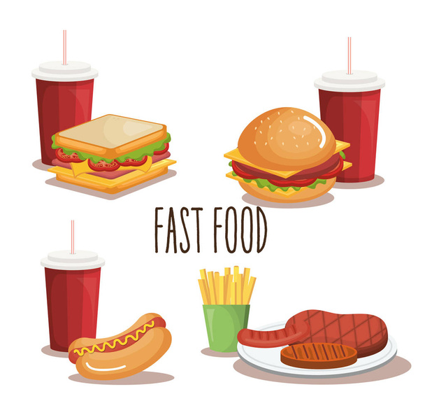 fast food product icons - Διάνυσμα, εικόνα