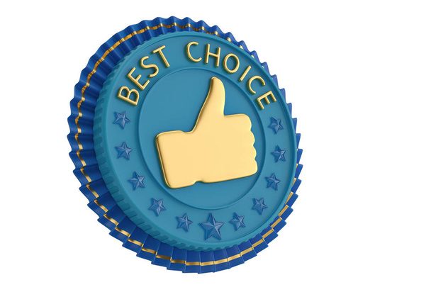 Blue ribbon award labeled the best choice isolated on white back - Zdjęcie, obraz