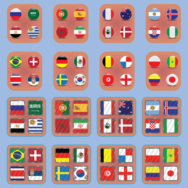 Football. World Championship. Vector flags of the country. World Cup. Information graph of the flags of nations. - Wektor, obraz