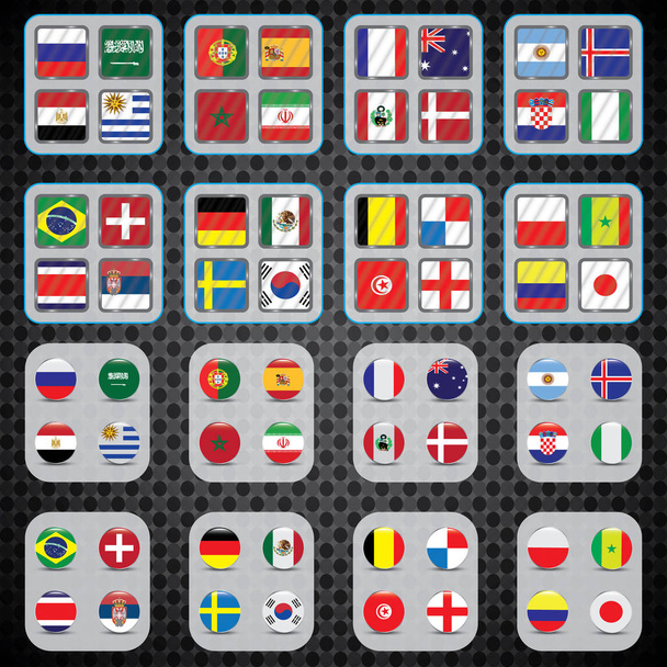 Football. World Championship. Vector flags of the country. World Cup. Information graph of the flags of nations. - Vektör, Görsel