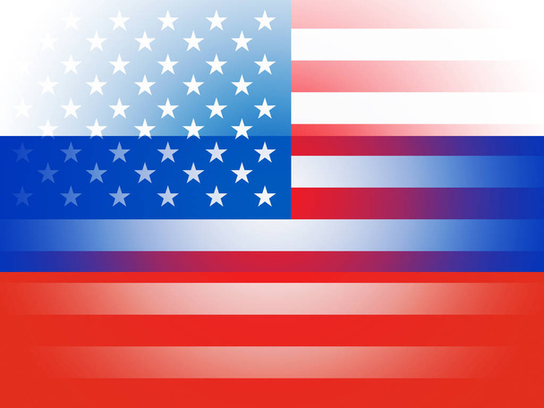 Estados Unidos y Rusia banderas combinadas que representan Hacking
 - Foto, imagen