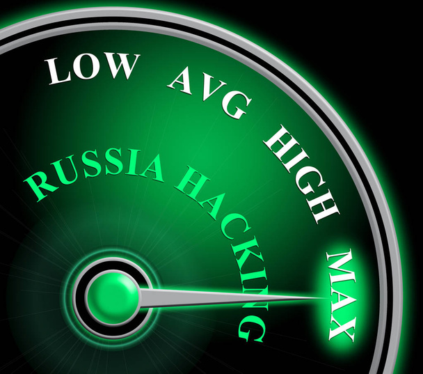 Rusia Hacking Meter muestra máximo ataque 3d ilustración
 - Foto, Imagen