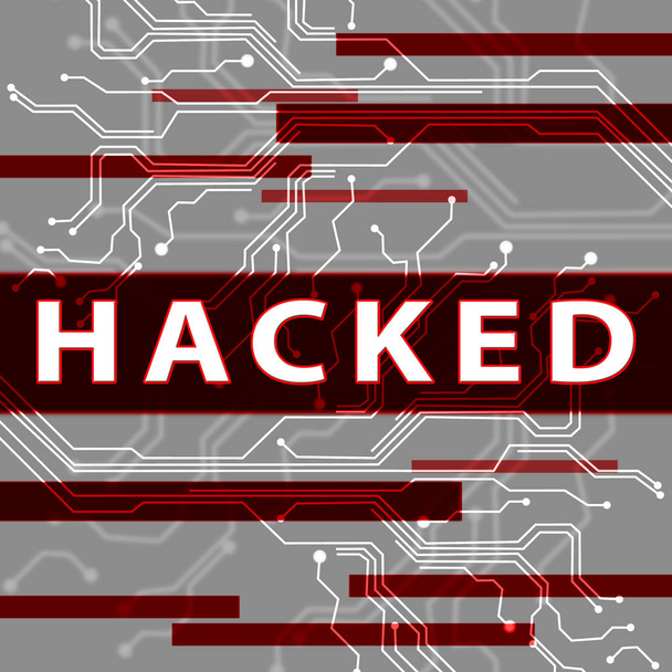 Circuito electrónico hackeado muestra datos Hacking 3d ilustración
 - Foto, imagen