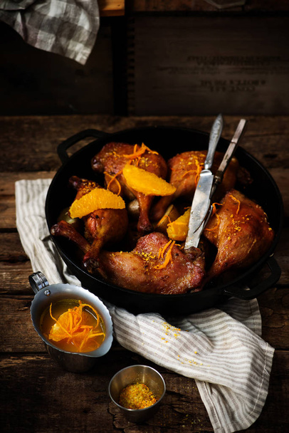 slow roast duck with orange.style rustic. - Photo, Image