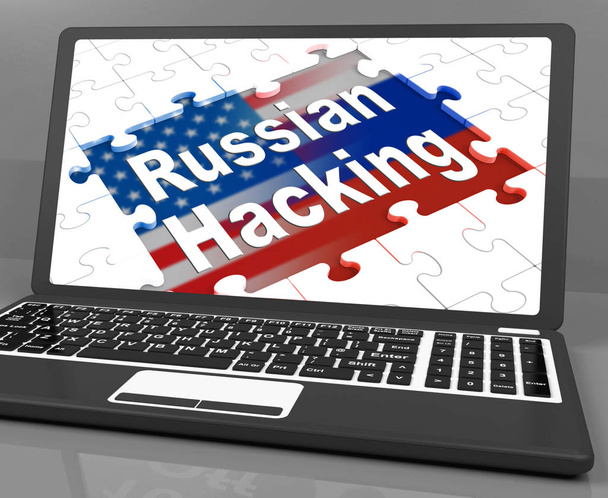 Russische Hacker-Nachricht auf Laptop 3d Illustration - Foto, Bild