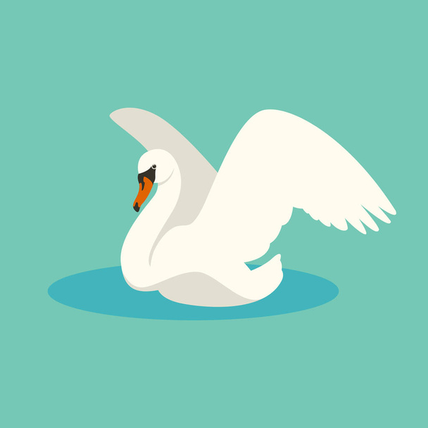   Swan vector illustration flat style profile side
 - Вектор,изображение