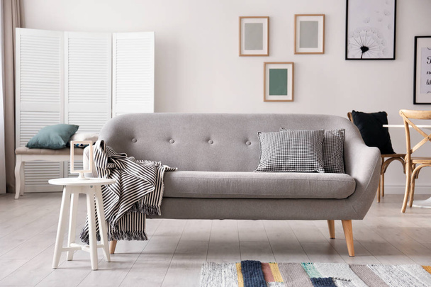 Cozy living room interior with comfortable sofa - Foto, Imagem