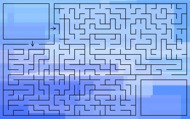 Labyrinthspiel für Jungen. Labyrinth-Rätsel mit Ein- und Ausgang über blauem geometrischem Hintergrund - Foto, Bild