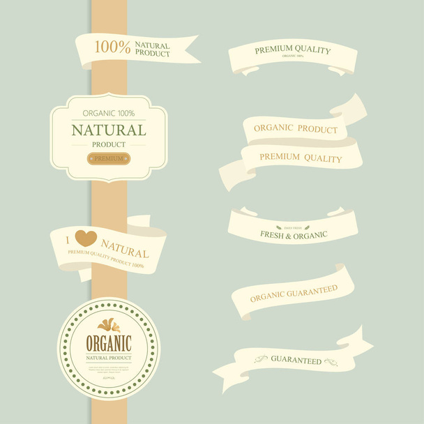 conjunto de etiqueta natural y etiqueta orgánica. diseño de etiquetas e insignias vintage
. - Vector, Imagen
