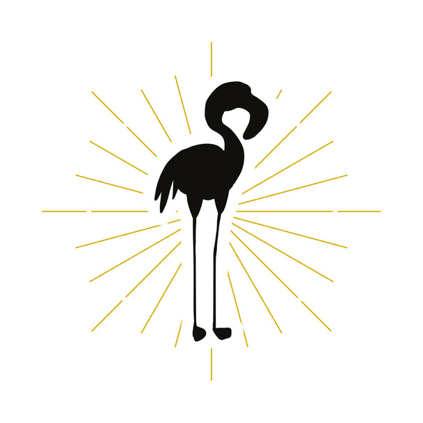 Silhueta de flamingo retrô
 - Vetor, Imagem