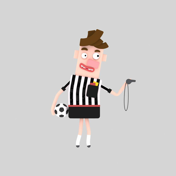 Futbol hakemi. 3D çizim - Fotoğraf, Görsel
