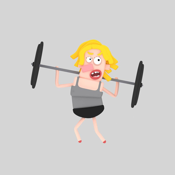 Donna che pratica il sollevamento pesi. Illustrazione 3d
 - Foto, immagini
