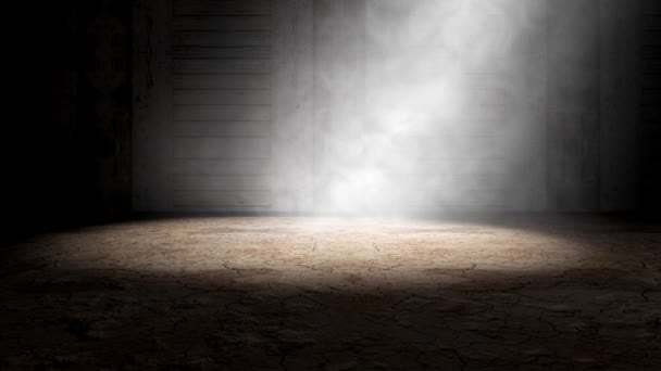 Rauch und Nebel in Innenräumen. Zementboden Hintergrund in dunklem Raum.3d Illustration - Filmmaterial, Video