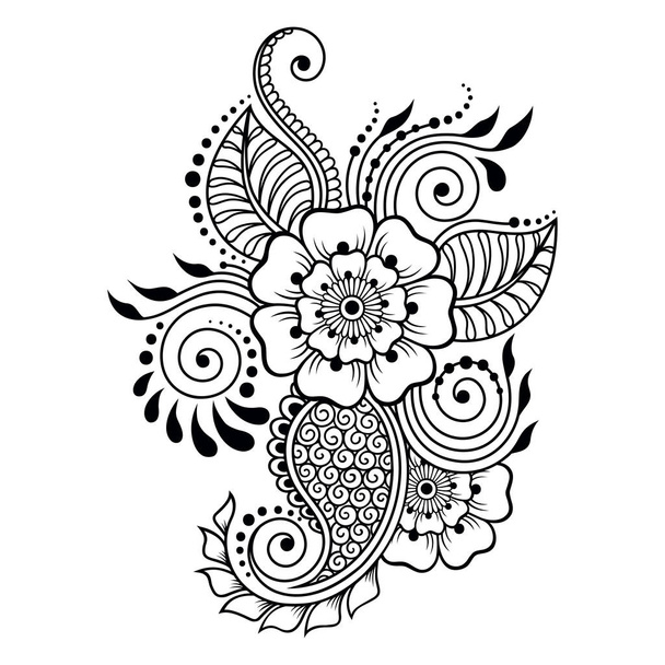 Henna tattoo flower template and border. Mehndi style. Set of ornamental patterns in the oriental style. - Vector, Image