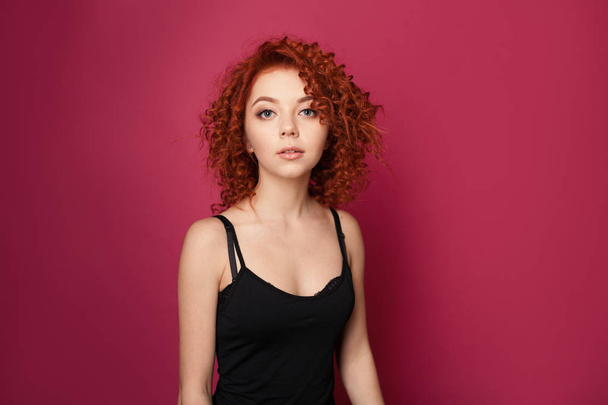 cute curly girl in the Studio Portrait - Photo, Image