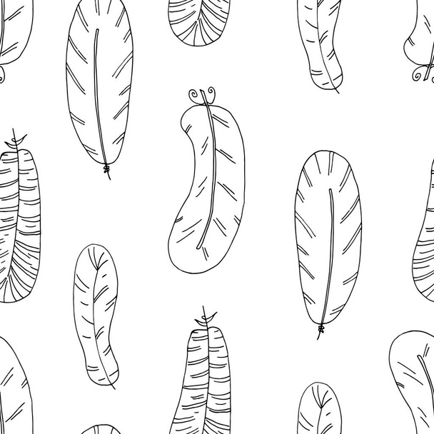 Hand drawn seamless pattern with Feathers. vector illustration. - Vector, Image