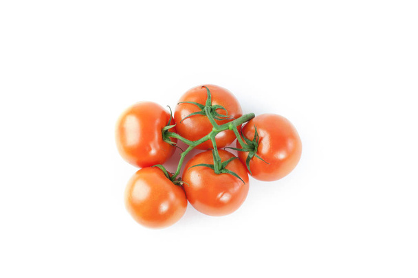 ripe tomatoes on a branch .isolated white background. - Zdjęcie, obraz