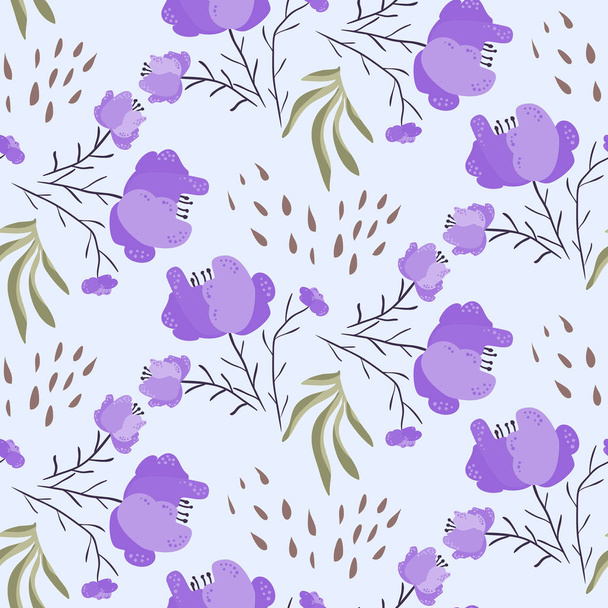Bright summer pattern with violet poppy flowers - Vektor, kép