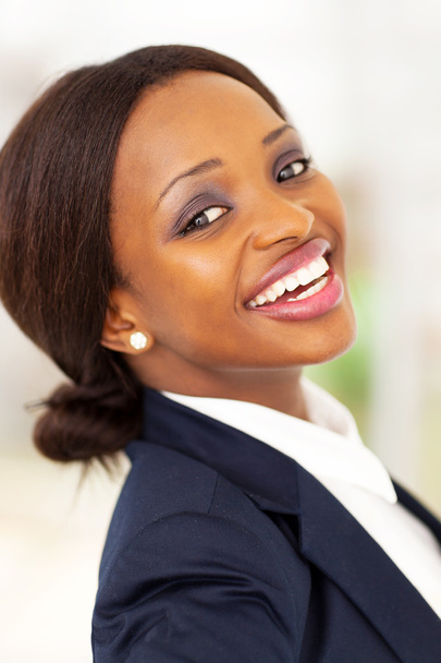 Happy african american corporate worker closeup - 写真・画像