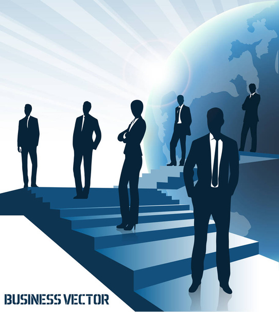 Бизнес фон, бизнес-люди, стоящие на лестнице, концепция карьерного роста
.  - Вектор,изображение