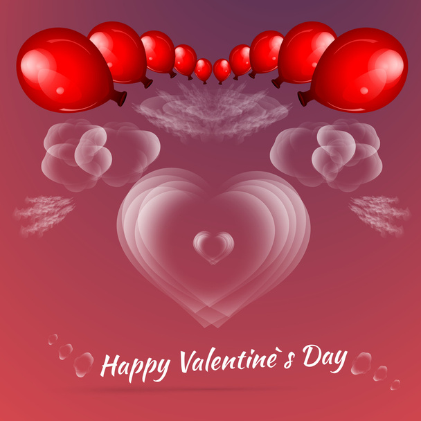Valentine's achtergrond met ballonnen - Vector, afbeelding