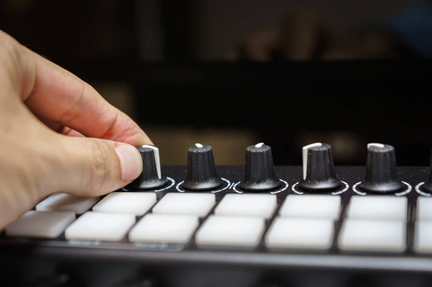 MIDI keyboard synthesizer piano keys closeup for electronic music production / recording - 写真・画像