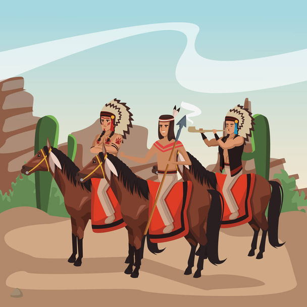 アメリカ ・ インディアンの戦士族 - ベクター画像