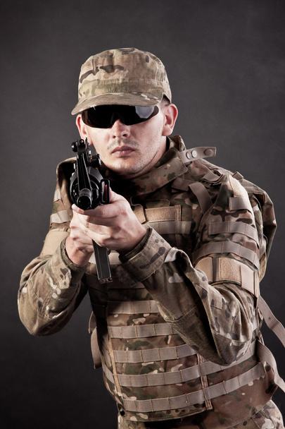 Modern soldier with rifle - Photo, Image