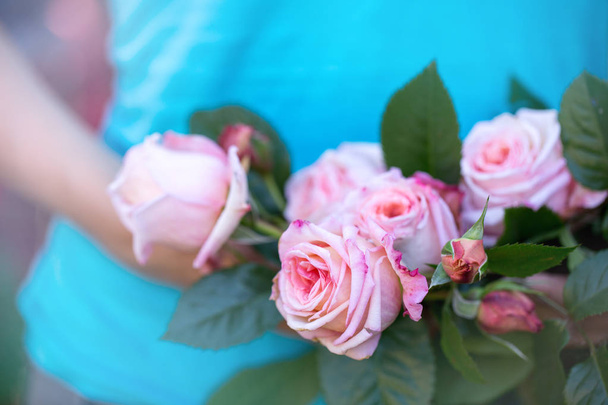 Bouquet of delicate pink roses - 写真・画像