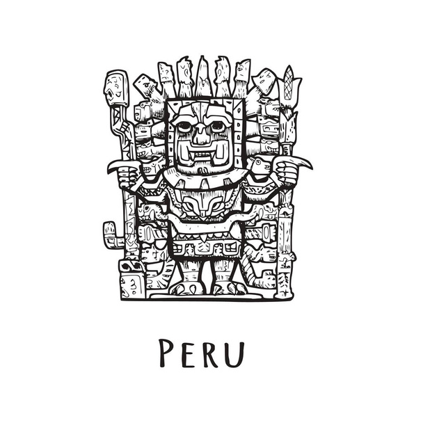 Πέτρινο άγαλμα του Περού.  - Διάνυσμα, εικόνα