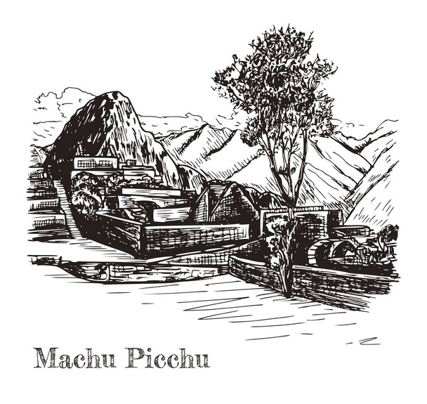 Tönkre ősi civilizáció Mach Picchu.  - Vektor, kép