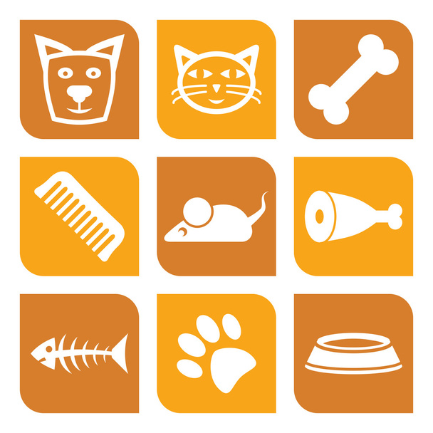 Collection of pet icons - vector illustration dogs and cats - Vector, Image