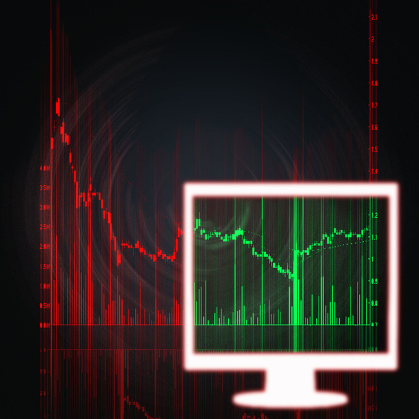 Stock market chart in white monitor - Valokuva, kuva