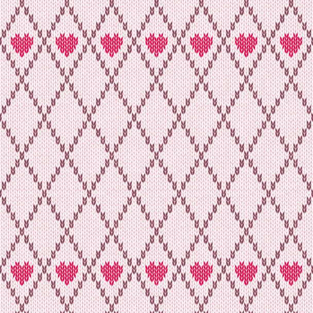 Style Seamless Pink Brown White Color Knitted Pattern - Vektor, obrázek