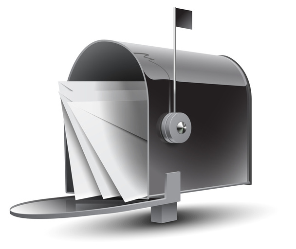 Avaa harmaa postilaatikko kirjaimilla
 - Vektori, kuva