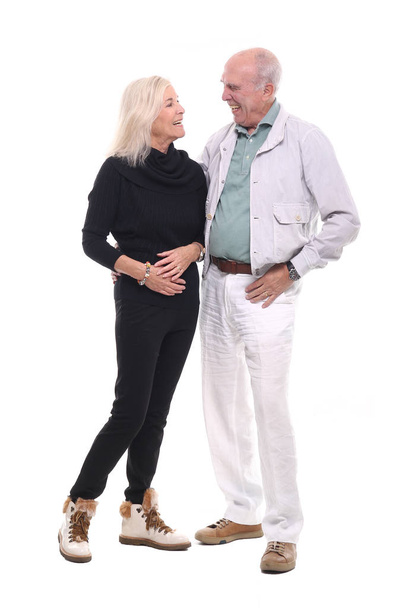 happy grandma and grandfather in front of a white background  - Foto, imagen
