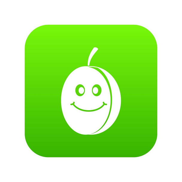 Fresh smiling plum icon digital green - Вектор, зображення