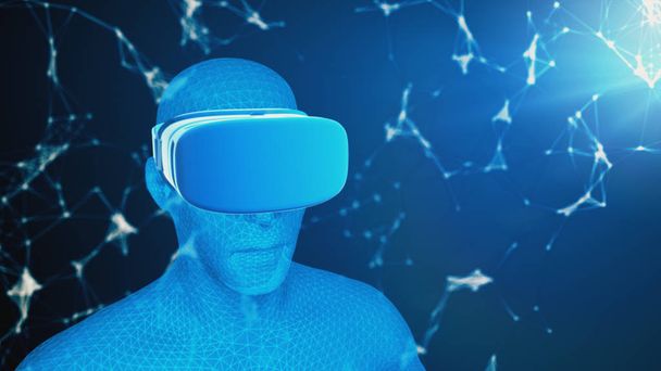 Digitale virtuele realiteit op het menselijke hologram, 3d illustratie - Foto, afbeelding