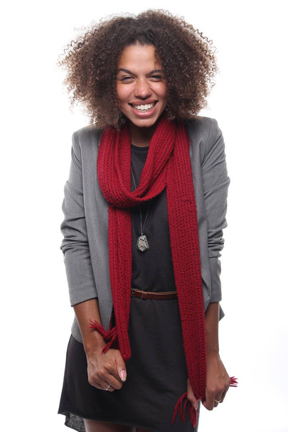 Portrait of a beautiful happy afro woman - Фото, изображение